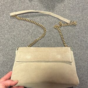 MNG Cream Suede Chain Shoulder Bag